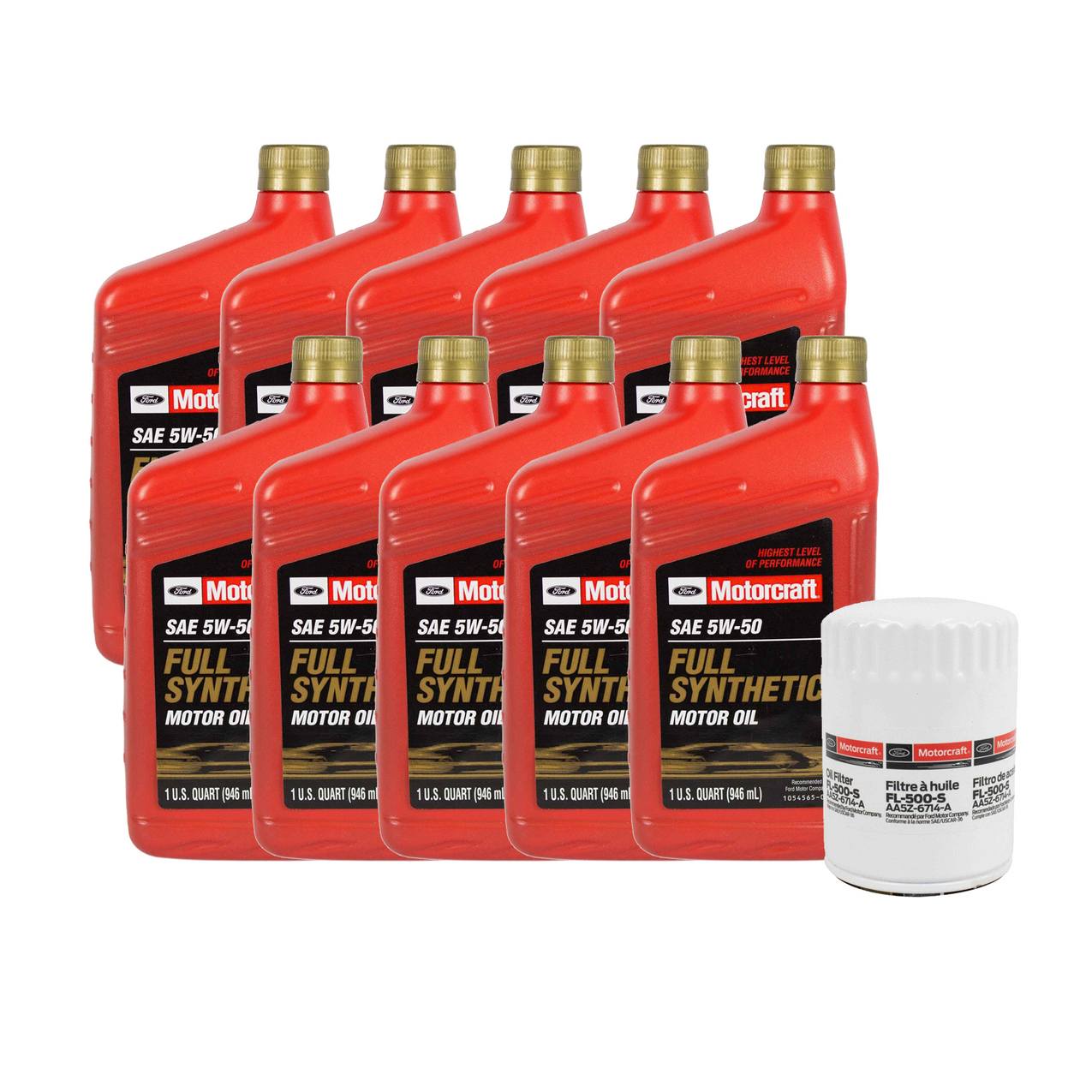 Ford Engine Oil Change Kit (SAE 5W50) (10 Quart) Motorcraft NP4352792Kit